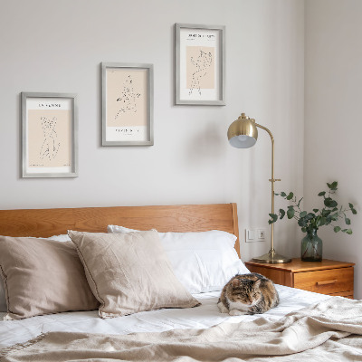 Modern keretezett kép szett Nők lineáris sziluettjei minimalista plakátokon