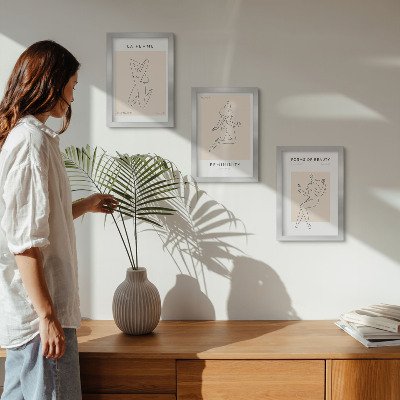 Modern keretezett kép szett Nők lineáris sziluettjei minimalista plakátokon