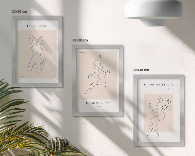 Modern keretezett kép szett Nők lineáris sziluettjei minimalista plakátokon