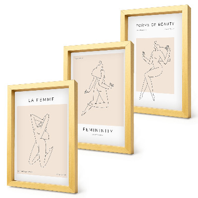 Modern keretezett kép szett Nők lineáris sziluettjei minimalista plakátokon