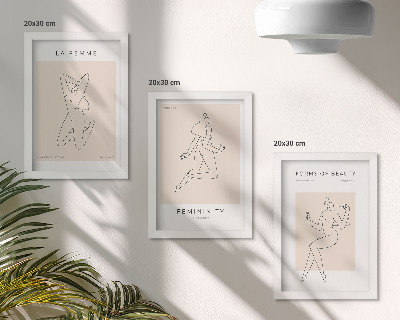 Modern keretezett kép szett Nők lineáris sziluettjei minimalista plakátokon