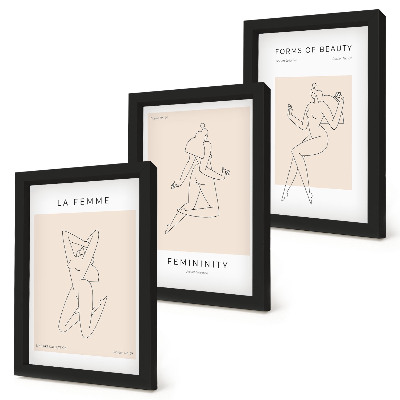 Modern keretezett kép szett Nők lineáris sziluettjei minimalista plakátokon