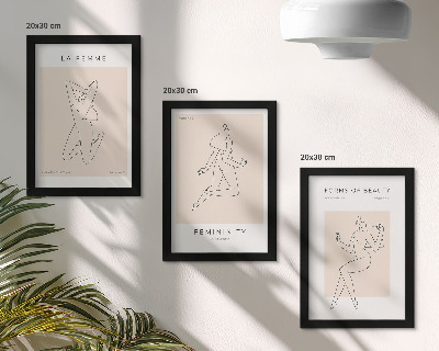 Modern keretezett kép szett Nők lineáris sziluettjei minimalista plakátokon