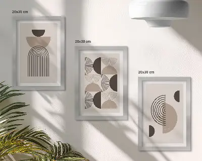 Modern keretezett képszett absztrakt geometrikus minimalista mintákkal