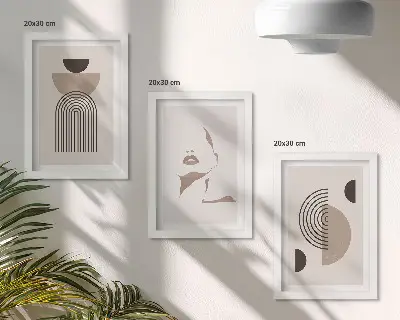 Modern keretezett képszett absztrakt geometriai formák és arcsziluett mintával