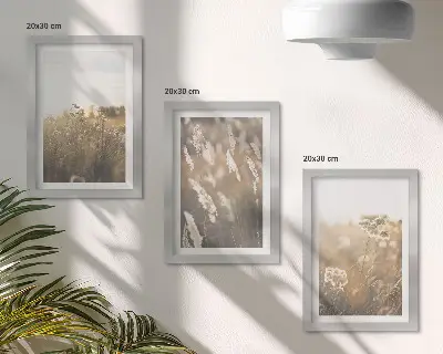 Modern keretezett képszett meleg árnyalatú füves és virágos tájképpel