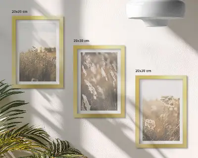 Modern keretezett képszett meleg árnyalatú füves és virágos tájképpel