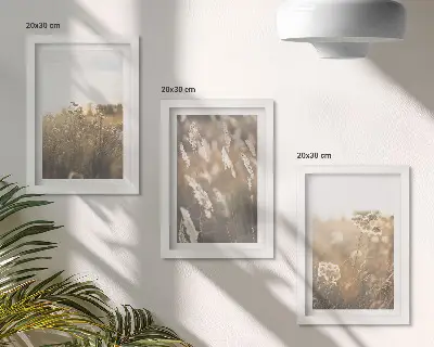 Modern keretezett képszett meleg árnyalatú füves és virágos tájképpel