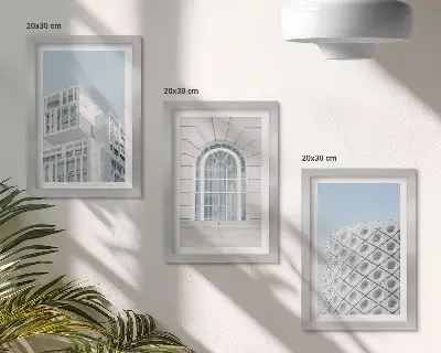 Modern építészet, minimalizmus és geometria triptichon keretezett háromrészes falikép