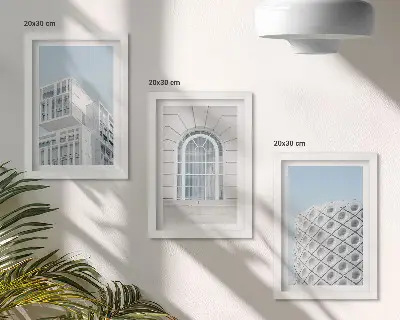 Modern építészet, minimalizmus és geometria triptichon keretezett háromrészes falikép