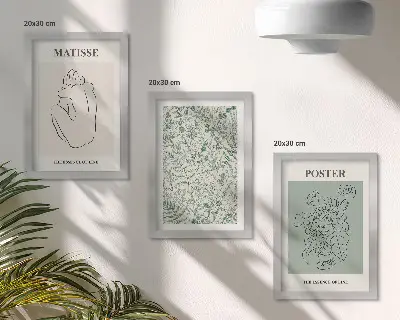 Modern keretezett képszett vonalas és növényi mintás minimalista stílusban