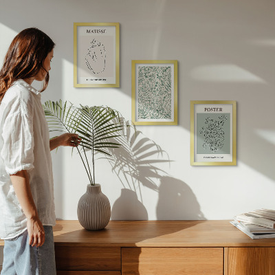 Modern keretezett kép szett Vonalak és növényi minták minimalista stílusban