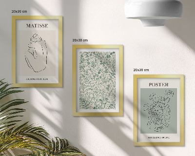 Modern keretezett kép szett Vonalak és növényi minták minimalista stílusban