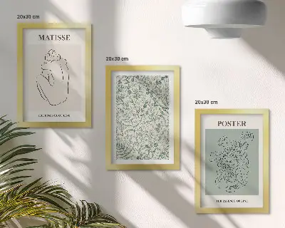 Modern keretezett képszett vonalas és növényi mintás minimalista stílusban