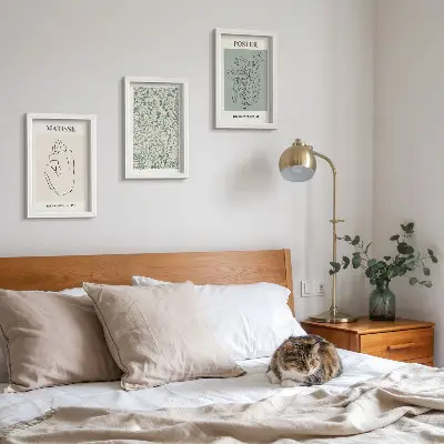 Modern keretezett képszett vonalas és növényi mintás minimalista stílusban