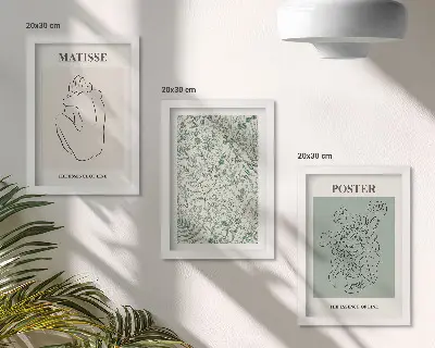 Modern keretezett képszett vonalas és növényi mintás minimalista stílusban