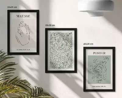 Modern keretezett képszett vonalas és növényi mintás minimalista stílusban
