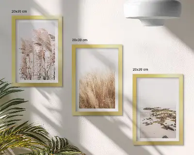 Modern keretezett képszett pampa füves mezők és bohém strand mintával