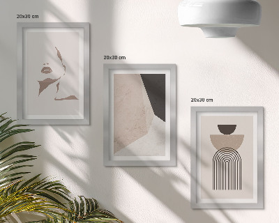 Modern keretezett kép szett Absztrakt geometriai alakzatok és egy női arc