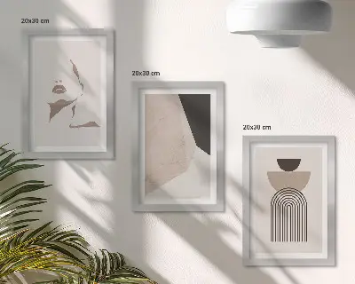 Modern keretezett képszett absztrakt geometriai alakzatokkal és női arccal