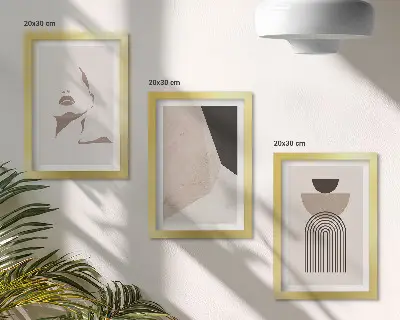 Modern keretezett képszett absztrakt geometriai alakzatokkal és női arccal