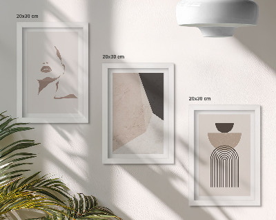 Modern keretezett kép szett Absztrakt geometriai alakzatok és egy női arc