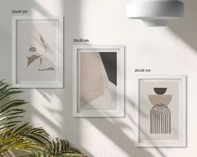Modern keretezett képszett absztrakt geometriai alakzatokkal és női arccal