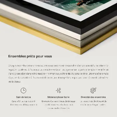Modern keretezett képszett absztrakt geometriai alakzatokkal és női arccal