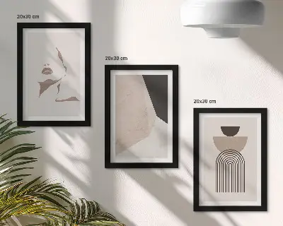 Modern keretezett képszett absztrakt geometriai alakzatokkal és női arccal