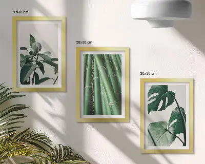 Modern keretezett képszett bambuszszárak és szörnyeteglevél mintával