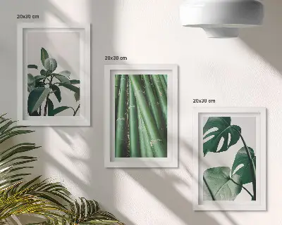 Modern keretezett képszett bambuszszárak és szörnyeteglevél mintával
