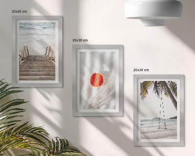 Modern keretezett kép szett Strand falépcsőkkel, nyaraló hangulat