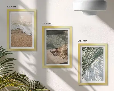Modern keretezett kép szett vízparti kalap és napszemüveg levelek mintával