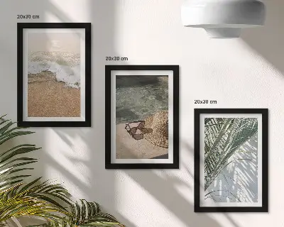 Modern keretezett kép szett vízparti kalap és napszemüveg levelek mintával
