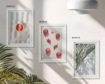 Modern keretezett képszett ünnepi trópusi gyümölcsök pálmalevelekkel