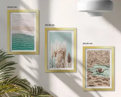 Keretezett triptichon strand, hullámok, fű, kalap, homok és pihentető természet témájú kivitelben