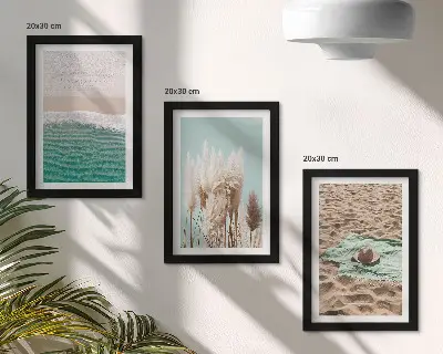 Keretezett triptichon strand, hullámok, fű, kalap, homok és pihentető természet témájú kivitelben
