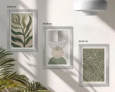 Modern keretezett képszett absztrakt levelek és geometriai alakzatok mintával