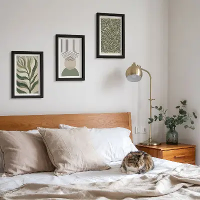 Modern keretezett képszett absztrakt levelek és geometriai alakzatok mintával