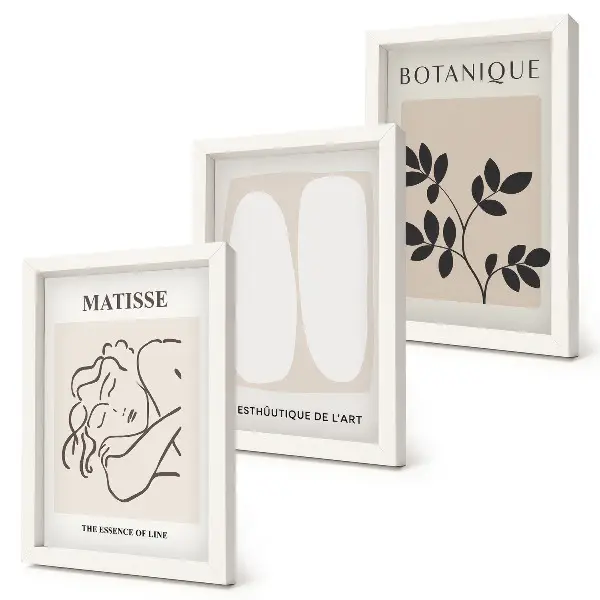 Keretezett triptichon stílusos minimalista, növényi motívumokkal díszített Matisse-festmények