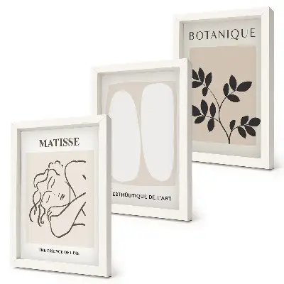Keretezett triptichon stílusos minimalista, növényi motívumokkal díszített Matisse-festmények