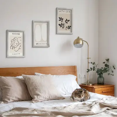 Keretezett triptichon stílusos minimalista, növényi motívumokkal díszített Matisse-festmények