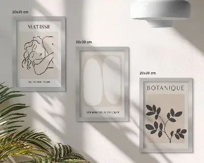 Keretezett triptichon stílusos minimalista, növényi motívumokkal díszített Matisse-festmények