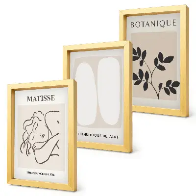 Keretezett triptichon stílusos minimalista, növényi motívumokkal díszített Matisse-festmények