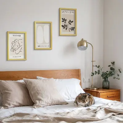 Keretezett triptichon stílusos minimalista, növényi motívumokkal díszített Matisse-festmények