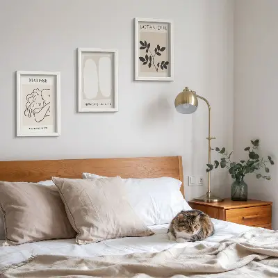 Keretezett triptichon stílusos minimalista, növényi motívumokkal díszített Matisse-festmények