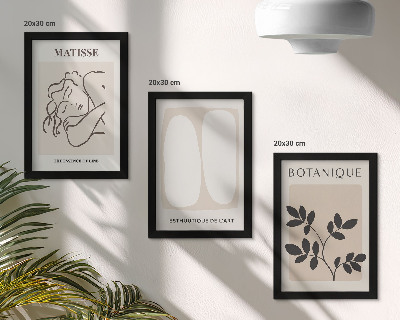 Keretezett triptichon Stílusos minimalista festmények növényi motívumokkal Matisse-tól