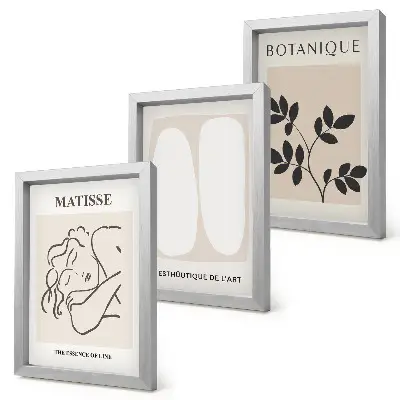 Keretezett triptichon stílusos minimalista, növényi motívumokkal díszített Matisse-festmények