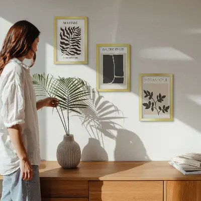 Modern keretezett képszett minimalista poszterek növényi és absztrakt mintákkal