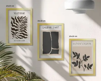 Modern keretezett képszett minimalista poszterek növényi és absztrakt mintákkal